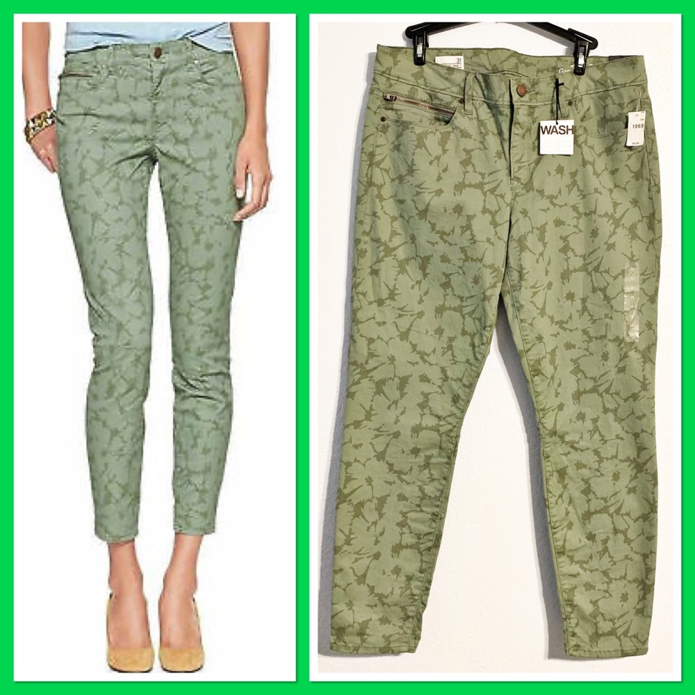 GAP 1969 Skimmer Legging Jeans Green Floral